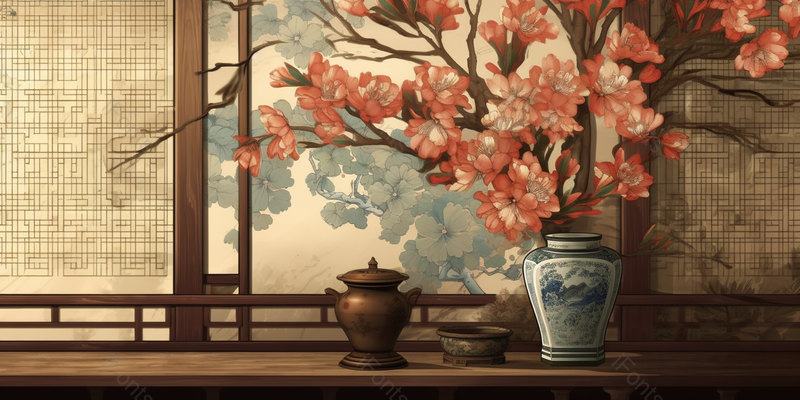 夏至时分室内花瓶内鲜花绽放插图,插画/手绘图,插画/手绘图库,插画/手绘图下载,插画/手绘